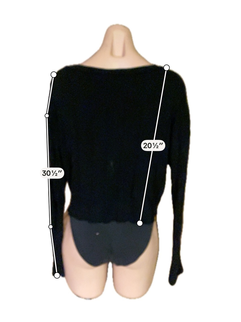 Aeropostale Womens M Black Crop Top Long Sleeve V Neck Ribbed Knit Shirt Medium - Picture 8 of 11
